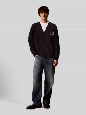 Kardigan rozpinany w kroju relaxed fit z czystej bawełny z wyhaftowanym logo Calvin Klein Jeans Granatowy