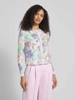 Kardigan rozpinany we wzór na całej powierzchni z okrągłym dekoltem Marc Cain