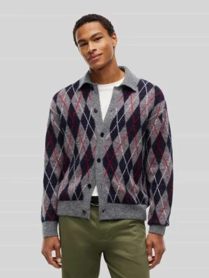 Kardigan rozpinany z alpaki z kołnierzykiem koszulowym Tommy Hilfiger Ciemnoszary