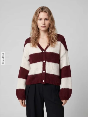 Kardigan rozpinany z bufiastymi rękawami Vero Moda Bordowy melanż