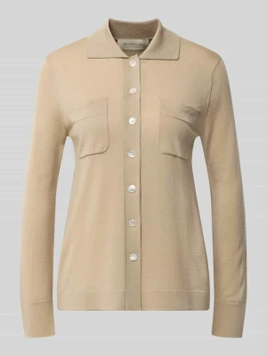 Kardigan rozpinany z czystej żywej wełny model 'DETTO' MM By Max Mara Piaskowy