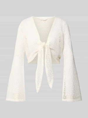 Kardigan rozpinany z detalem wiązania i rozszerzanymi rękawami Apricot