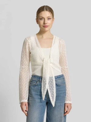 Kardigan rozpinany z detalem wiązania i rozszerzanymi rękawami Apricot