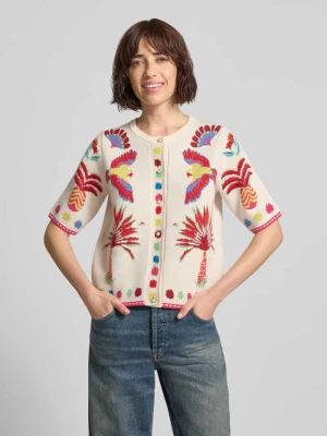 Kardigan rozpinany z mieszanki bawełny i kaszmiru z rękawem o dł. 1/2 milano italy