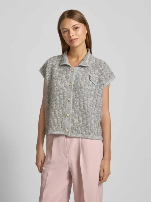 Kardigan rozpinany z mieszanki kaszmiru i jedwabiu w krótkorękawowym stylu Hemisphere