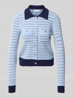 Kardigan rozpinany z mieszanki lnu z kołnierzykiem polo model 'GUALEM' Suncoo Jasnoniebieski