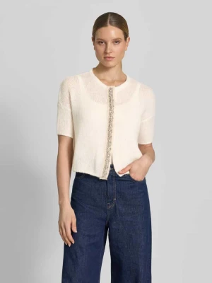 Kardigan rozpinany z obszyciem ozdobnymi kamieniami i rękawem o dł. 1/2 LUISA CERANO