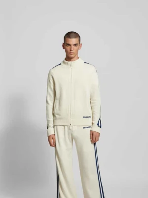 Kardigan rozpinany z prążkowanymi wykończeniami Dsquared2 Złamany biały