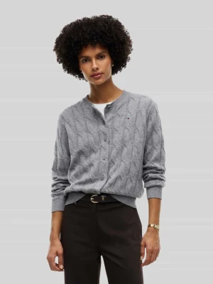 Kardigan rozpinany z wełny z detalem z logo Tommy Hilfiger Ciemnoszary