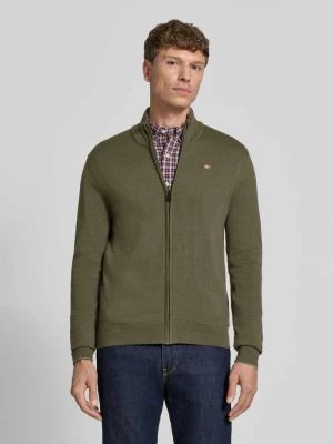 Kardigan rozpinany z wyhaftowanym logo model 'DAMAVAND' Napapijri Khaki