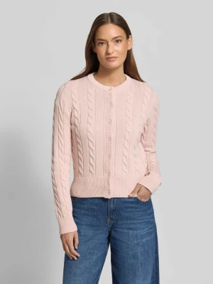 Kardigan rozpinany ze ściegiem warkoczowym i okrągłym dekoltem JAKE*S STUDIO WOMAN