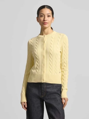 Kardigan rozpinany ze ściegiem warkoczowym i okrągłym dekoltem JAKE*S STUDIO WOMAN