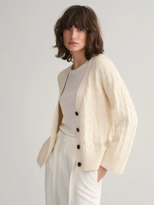 Kardigan W Jodełkę z Dekoltem W Kształcie Litery V GANT