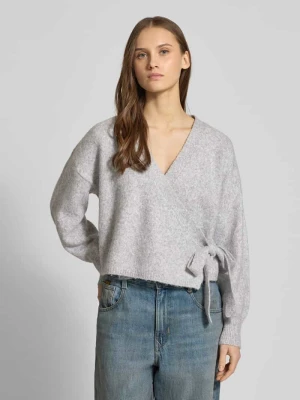 Kardigan w kroju regular fit z domieszką wełny model 'KIRA' Only Jasnoszary melanż
