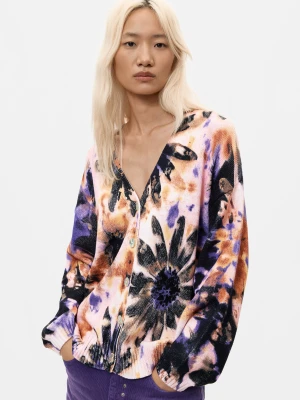 Kardigan w kwiaty Desigual czerwony