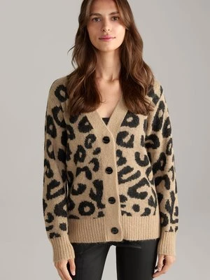 Kardigan w panterkę w kolorze wielbłądzim z czarnym Joop