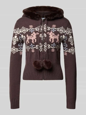 Kardigan w stylu allover model 'ECLAIR' Daisy Street Czekoladowy