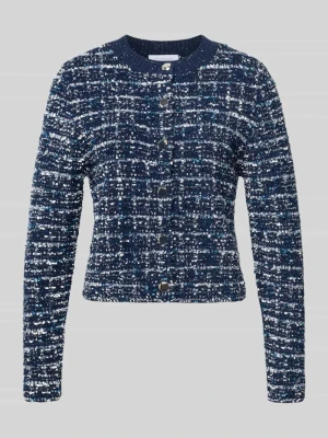 Kardigan w stylu bouclé z listwą guzikową Rich & Royal Granatowy
