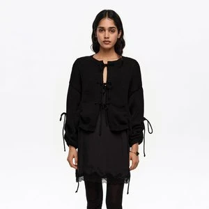 Kardigan wiązania i marszczenia czarny BIMBA Y LOLA