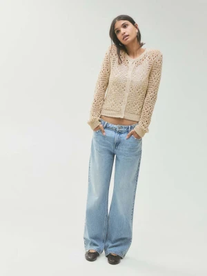Kardigan z ażurowej dzianiny piaskowy - Teen - - MANGO TEEN