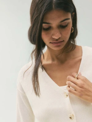 Kardigan z cienkiej dzianiny kremowy / écru - Teen - - MANGO TEEN