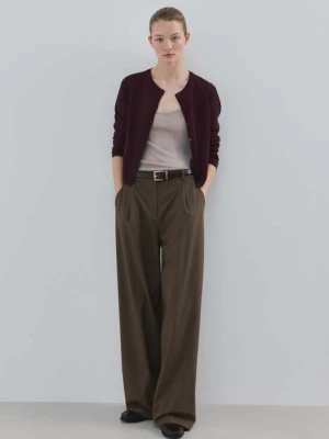 Kardigan z cienkiej dzianiny o prostym kroju winny - Kobieta - - MANGO