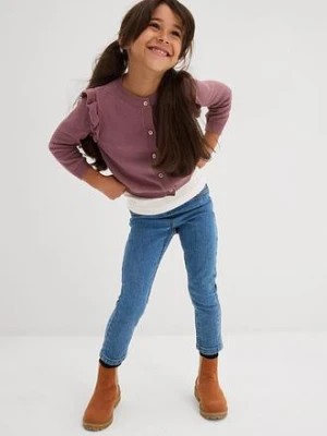 Kardigan z cienkiej dzianiny z rękawami z falbankami bonprix