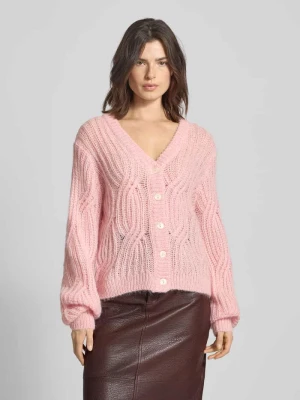 Kardigan z dekoltem w serek i dodatkiem wełny z alpaki model ‘ZUMA’ YAS