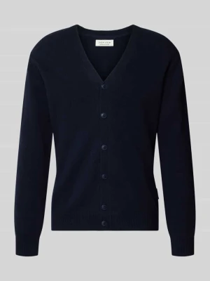Kardigan z dekoltem w serek model 'KARL' Casual Friday Granatowy