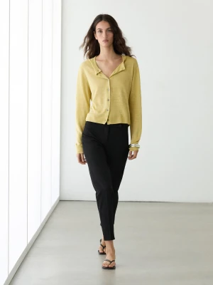 Kardigan Z Dzianiny Lnianej - Limonka - - Massimo Dutti - Kobieta