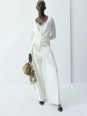 Kardigan z dzianiny na guziki kremowy / écru - Kobieta - - MANGO