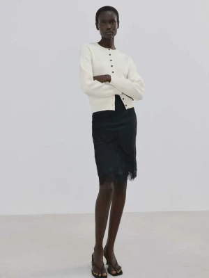 Kardigan z dzianiny na guziki kremowy / écru - Kobieta - - MANGO