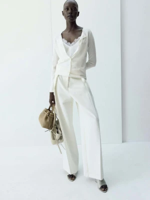 Kardigan z dzianiny na guziki kremowy / écru - Kobieta - - MANGO