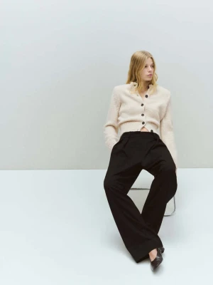 Kardigan z dzianiny na guziki kremowy / écru - Kobieta - - MANGO