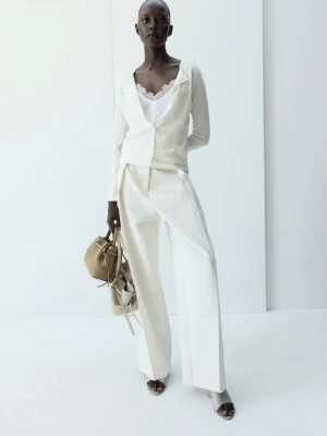 Kardigan z dzianiny na guziki kremowy / écru - Kobieta - - MANGO