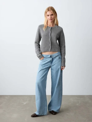 Kardigan z dzianiny na guziki szary - Teen - - MANGO TEEN