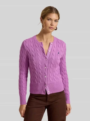 Kardigan z dzianiny z czystej bawełny, krój slim fit Polo Ralph Lauren Mocnoróżowy