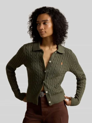 Kardigan z dzianiny z czystej bawełny, krój slim fit Polo Ralph Lauren Oliwkowy