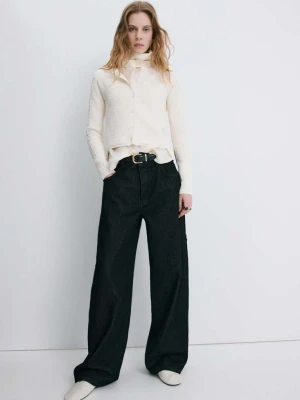 Kardigan z dzianiny z tekstura kremowy / écru - Kobieta - - MANGO