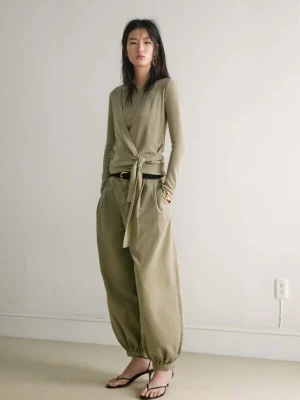 Kardigan z dzianiny z wiązaniem bladozielony - Kobieta - - MANGO