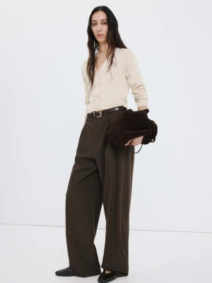 Kardigan z dzianiny z wiązanym zapięciem kremowy / écru - Kobieta - - MANGO