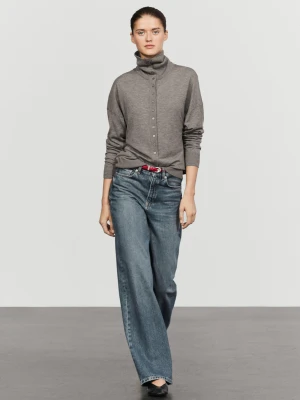 Kardigan Z Golfem I Guzikami - Szary - Massimo Dutti - Female
