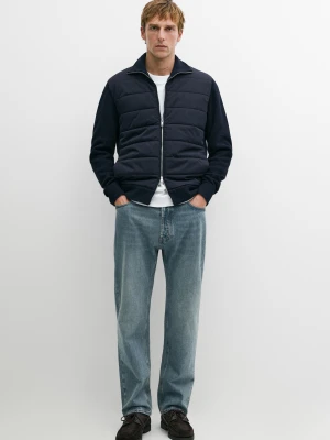 Kardigan Z Golfem Z Łączonych Materiałów - Granatowy - Massimo Dutti - Male