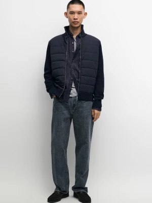 Kardigan Z Golfem Z Łączonych Materiałów - Granatowy - Massimo Dutti - Male