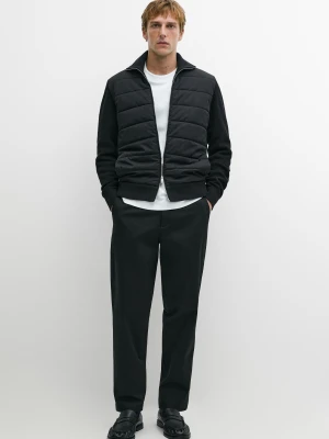 Kardigan Z Golfem Z Materiałów Łączonych - Czarny - Massimo Dutti - Male