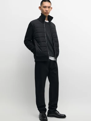 Kardigan Z Golfem Z Materiałów Łączonych - Czarny - Massimo Dutti - Male