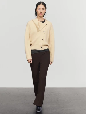 Kardigan Z Guzikami Z Mieszanki Kaszmiru - Waniliowy - Massimo Dutti - Female