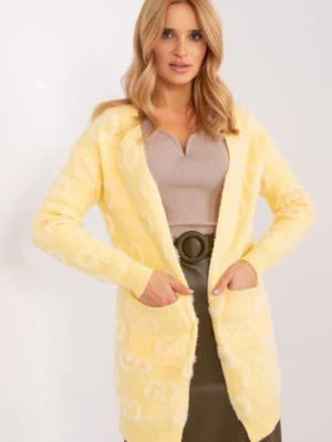 Kardigan z kieszeniami jasny żółty Wool Fashion Italia