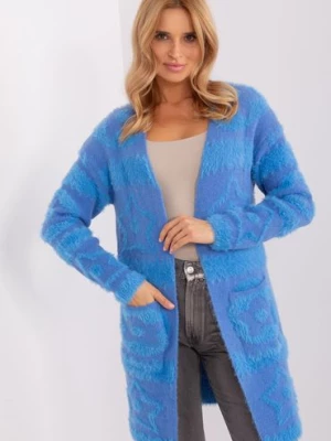 Kardigan z kieszeniami niebieski Wool Fashion Italia