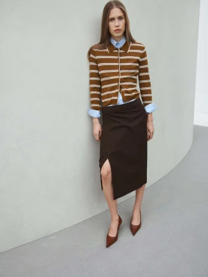 Kardigan z kołnierzykiem koszulowym karmelowy brąz - Kobieta - - MANGO